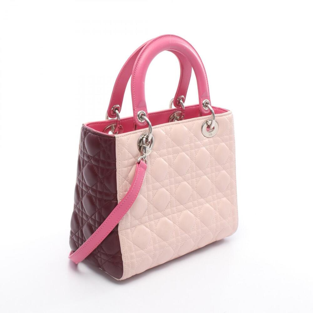 Dior LADY handbag leather pink Burgundy Red